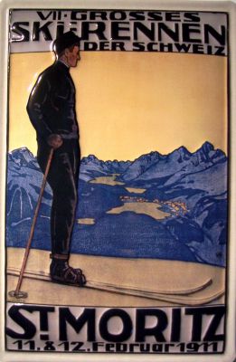 B710 St. Moritz Skirennen 1911 Blechschild 20 x 30 cm

