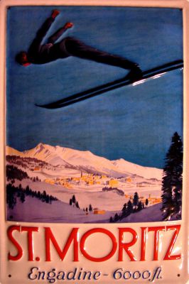 B711 St. Moritz Skispringer Blechschild 20 x 30 cm
