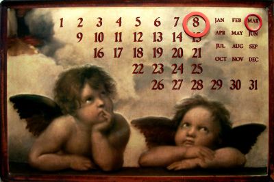 B947 Engel Kalender Blechschild 20 x 30 cm
